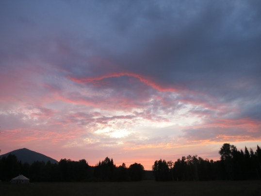 sunset over the yurt